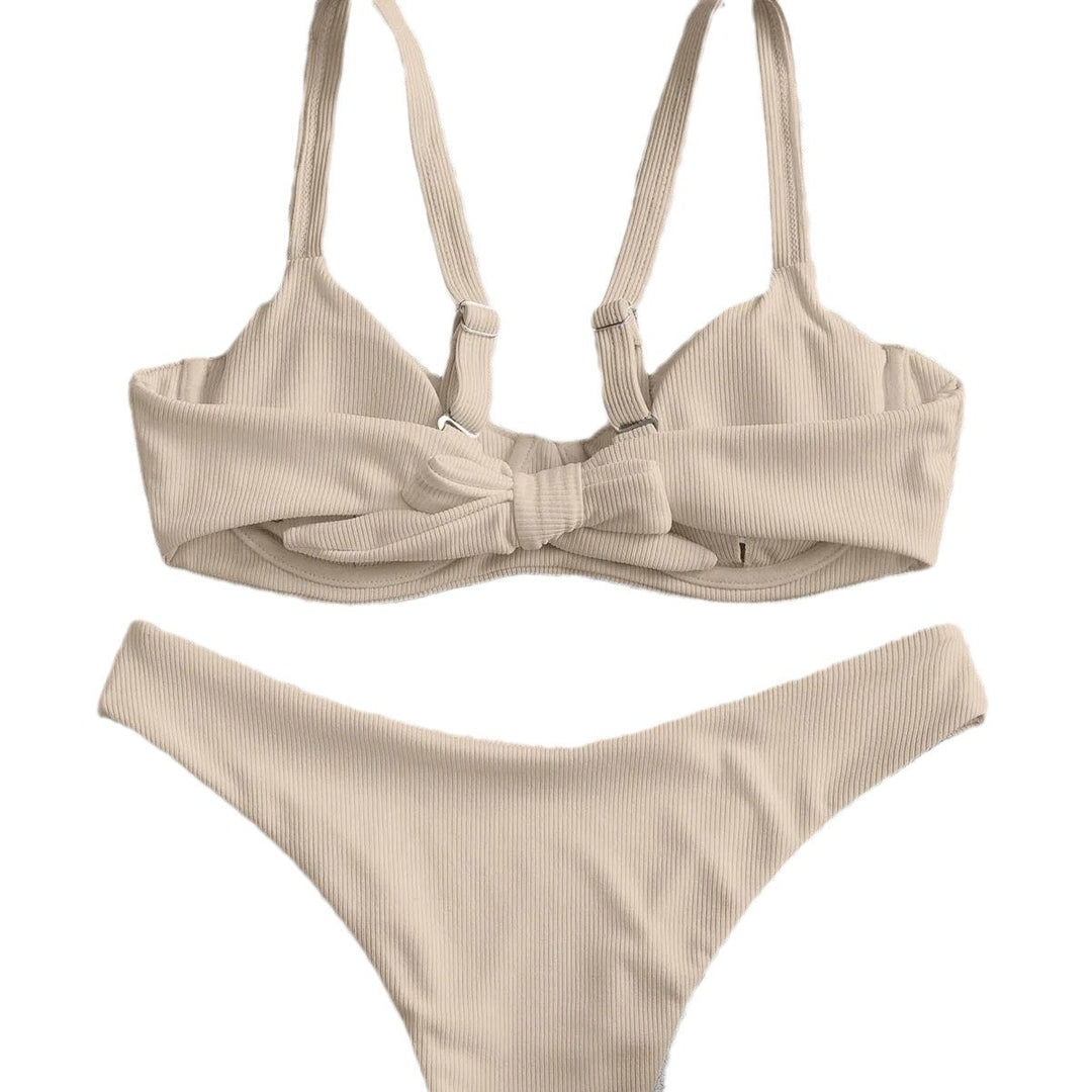 Damen Bikini-Set mit hoch tailliertem Slip und strukturiertem Oberteil EB