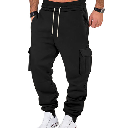 Herren nan Cargo-Jogginghose mit mehrfachen aufgesetzten Klappentaschen, elastischem Kordelbund und schmalem Fußbündchen EB
