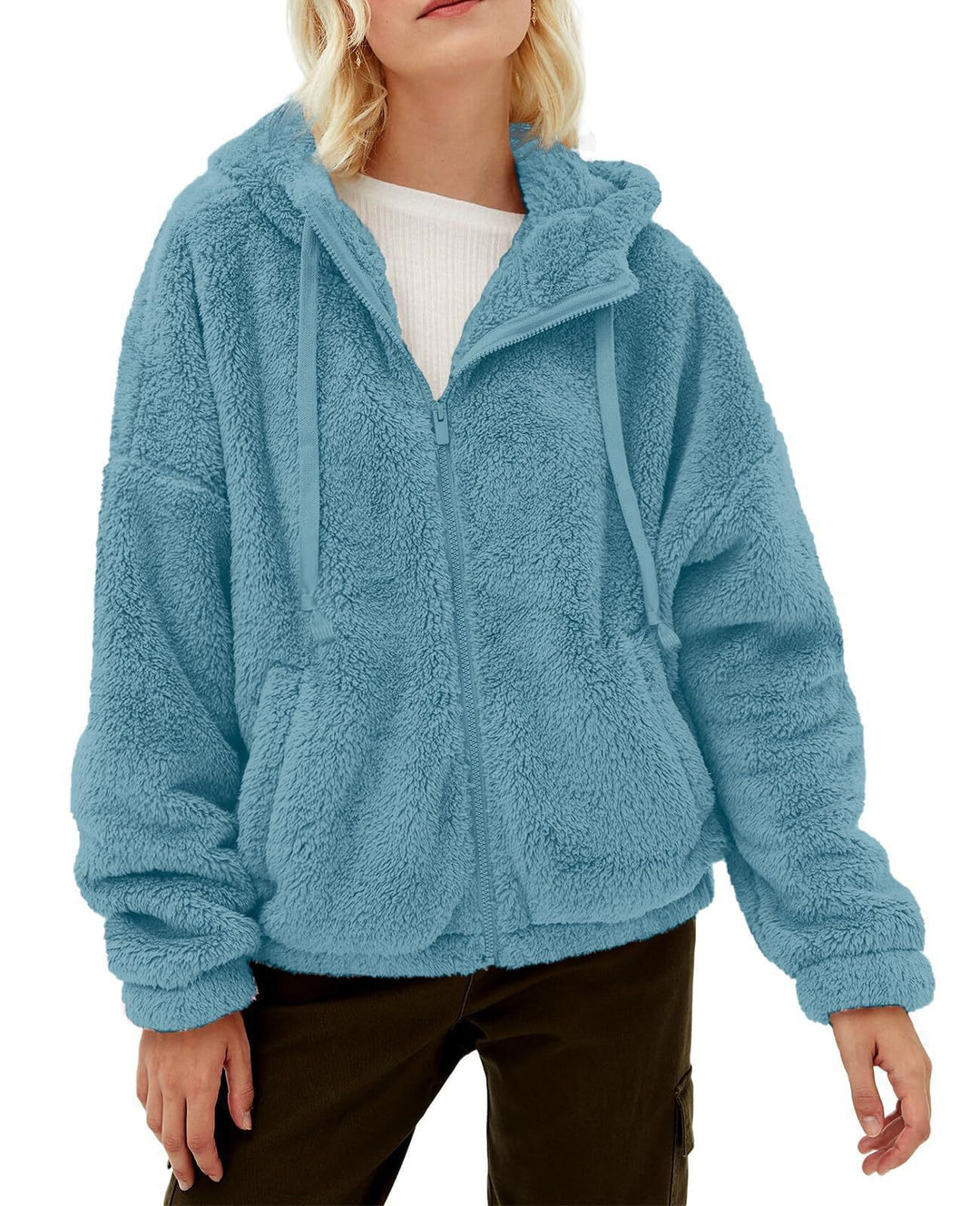 Damen Kuschelige Fleecejacke mit hohem Kragen und Reißverschluss EB