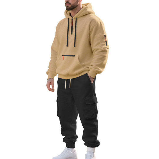 Herren Zweiteiliger Performance-Jogginganzug mit Kapuzen-Hoodie, wasserabweisenden Reißverschlüssen und Cargo-Jogger EB