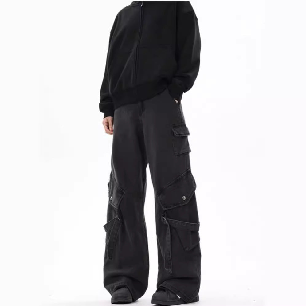 Damen Weite Cargo-Hose mit tiefem Schritt und praktischen Seitentaschen EB