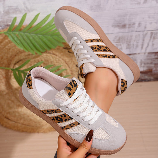 Damen Sportliche Sneaker mit Leoprint und atmungsaktivem Obermaterial EB