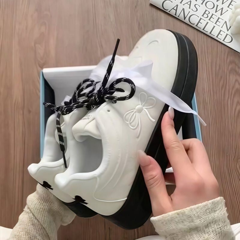 Damen Komfortable Sneakers mit verspieltem Schleifen-Design EB