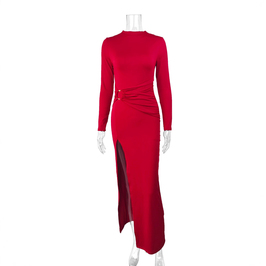 Damen Elegantes Maxikleid mit figurbetonendem Schnitt und hohem Schlitz EB