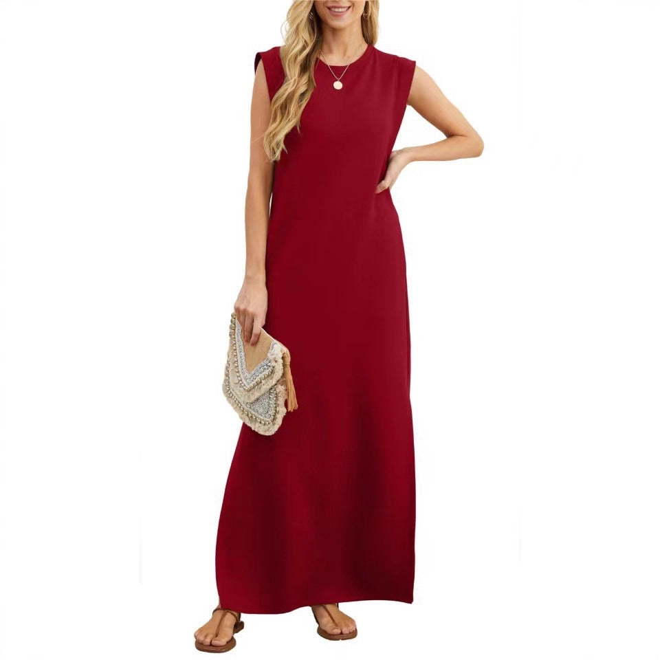 Damen Maxikleid mit modernen Schulterdetails und fließendem Schnitt EB