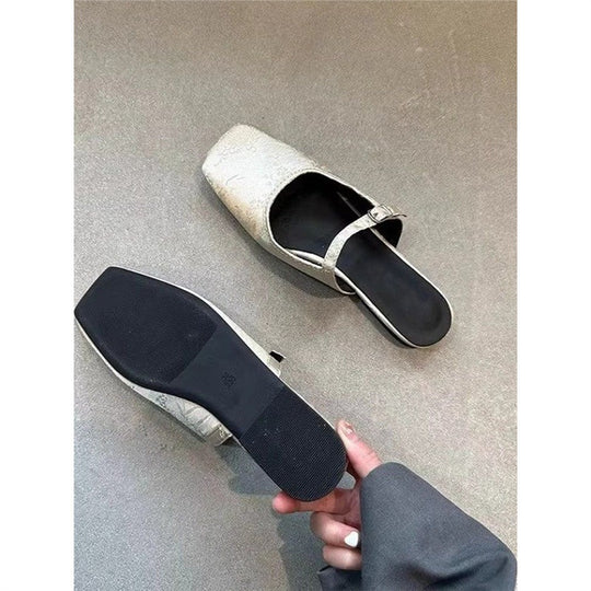 Damen elegante Mules mit Floral-Design EB