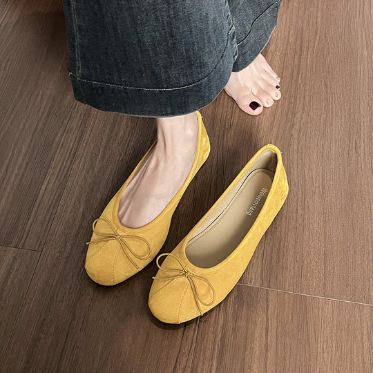 Damen Ballerina-Schuhe mit modischem Schleifenakzent und weichem Obermaterial EB