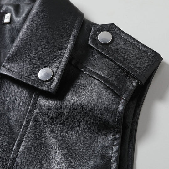 Herren lässige Bikerjacke aus hochwertigem mit asymmetrischem Reißverschluss EB