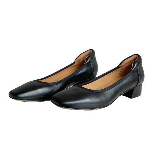 Damen Elegante Blockabsatz-Ballerinas mit geschmeidiger Oberfläche EB