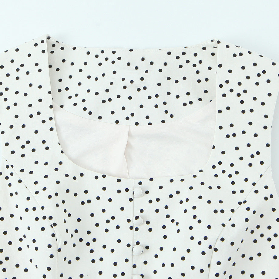 Damen Polka-Dot Tailliertes Oberteil mit eleganter Knopfleiste EB