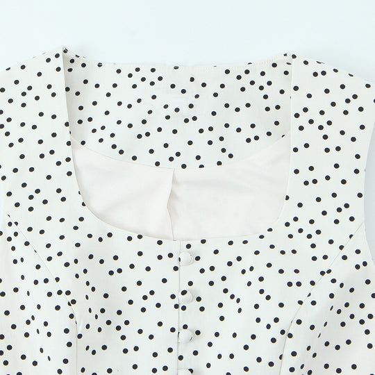 Damen Polka-Dot Tailliertes Oberteil mit eleganter Knopfleiste EB