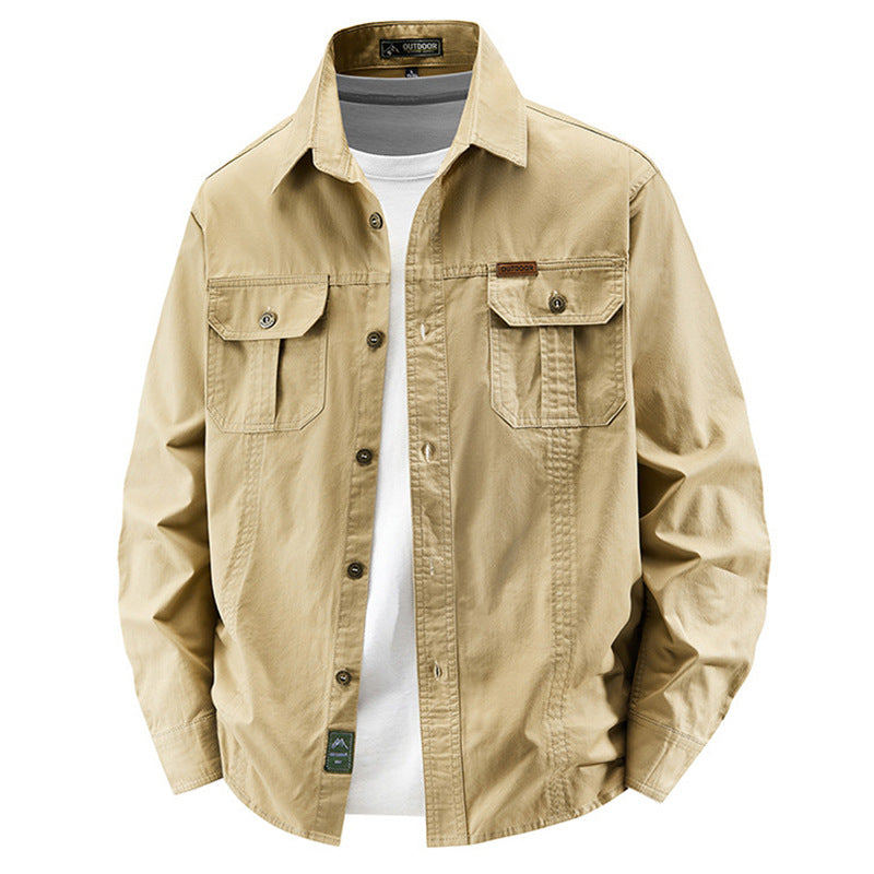 Herren nan leichte Overshirt-Jacke mit Klappbrusttaschen und klassischem Hemdkragen EB