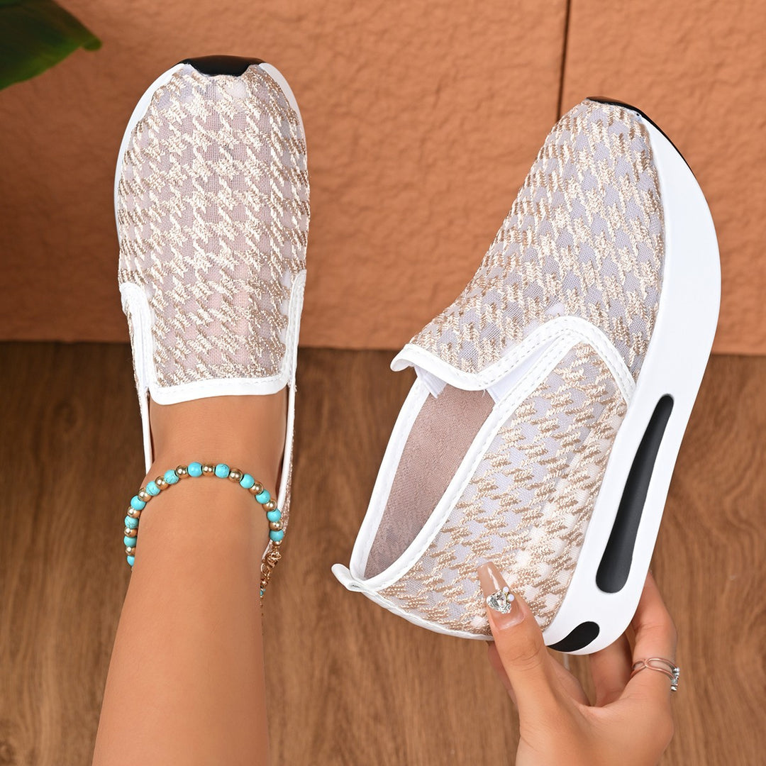Damen Slip-On Sneakers mit floralem und atmungsaktivem Obermaterial EB