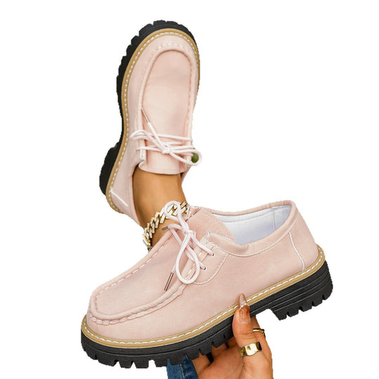 Damen bequeme Leder-Schnürschuhe mit rutschfester Sohle und praktischer Schnürung EB