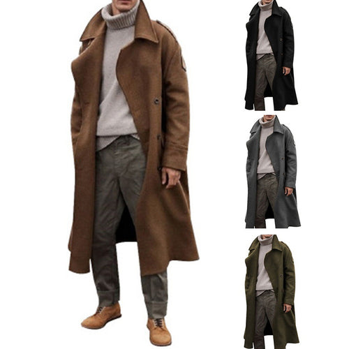 Herren eleganter Übergangsmantel aus hochwertigem Wolle-Mix mit praktischem Gürtel EB