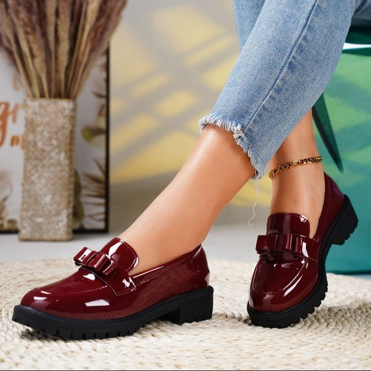 Damen Modische Loafers mit dekorativem Schleifchen EB
