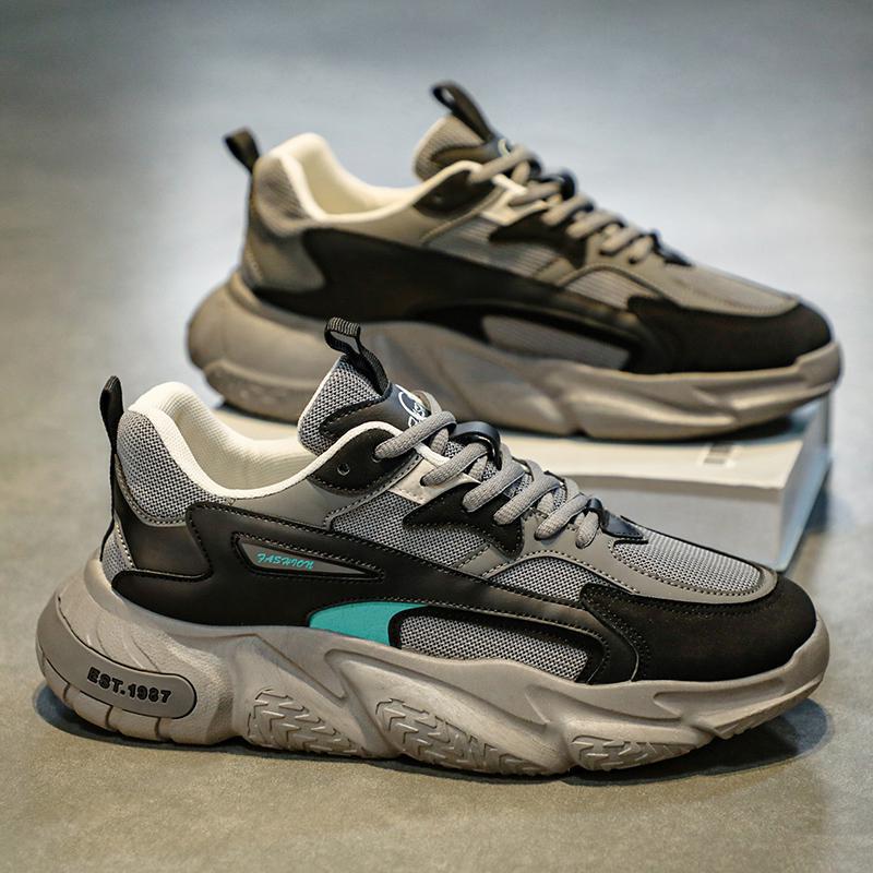 Herren modische Chunky-Sneaker mit verstärkten Overlays, atmungsaktiver Meshkonstruktion und gedämpfter EVA-Plateausohle EB