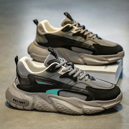 Herren modische Chunky-Sneaker mit verstärkten Overlays, atmungsaktiver Meshkonstruktion und gedämpfter EVA-Plateausohle EB
