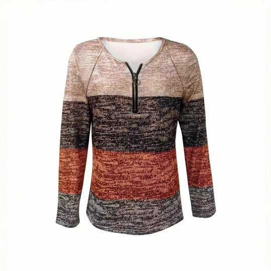Damen Pullover mit Reissverschluss und strukturiertem Design EB