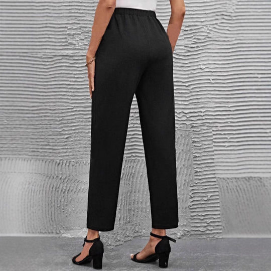 Damen nan hochgeschnittene konisch geschnittene Business-Hose mit elastischem Bund und seitlichen Eingrifftaschen EB