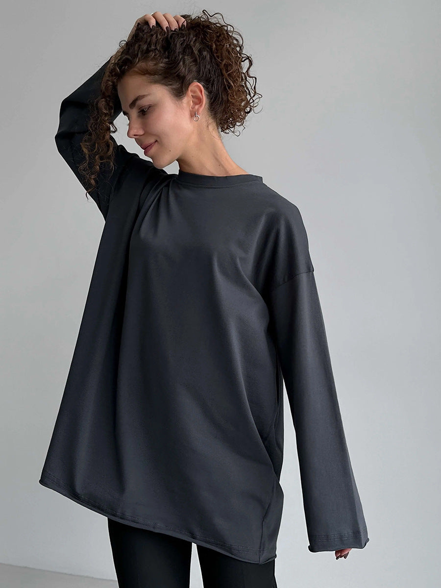 Damen Oversize Langarmshirt mit hohem Kragen EB