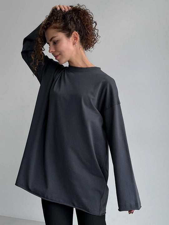 Damen Oversize Langarmshirt mit hohem Kragen EB
