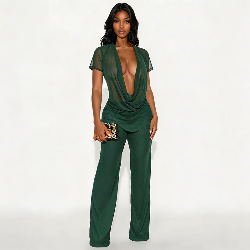 Damen Elegantes Oversized-Outfit aus fließendem Material EB