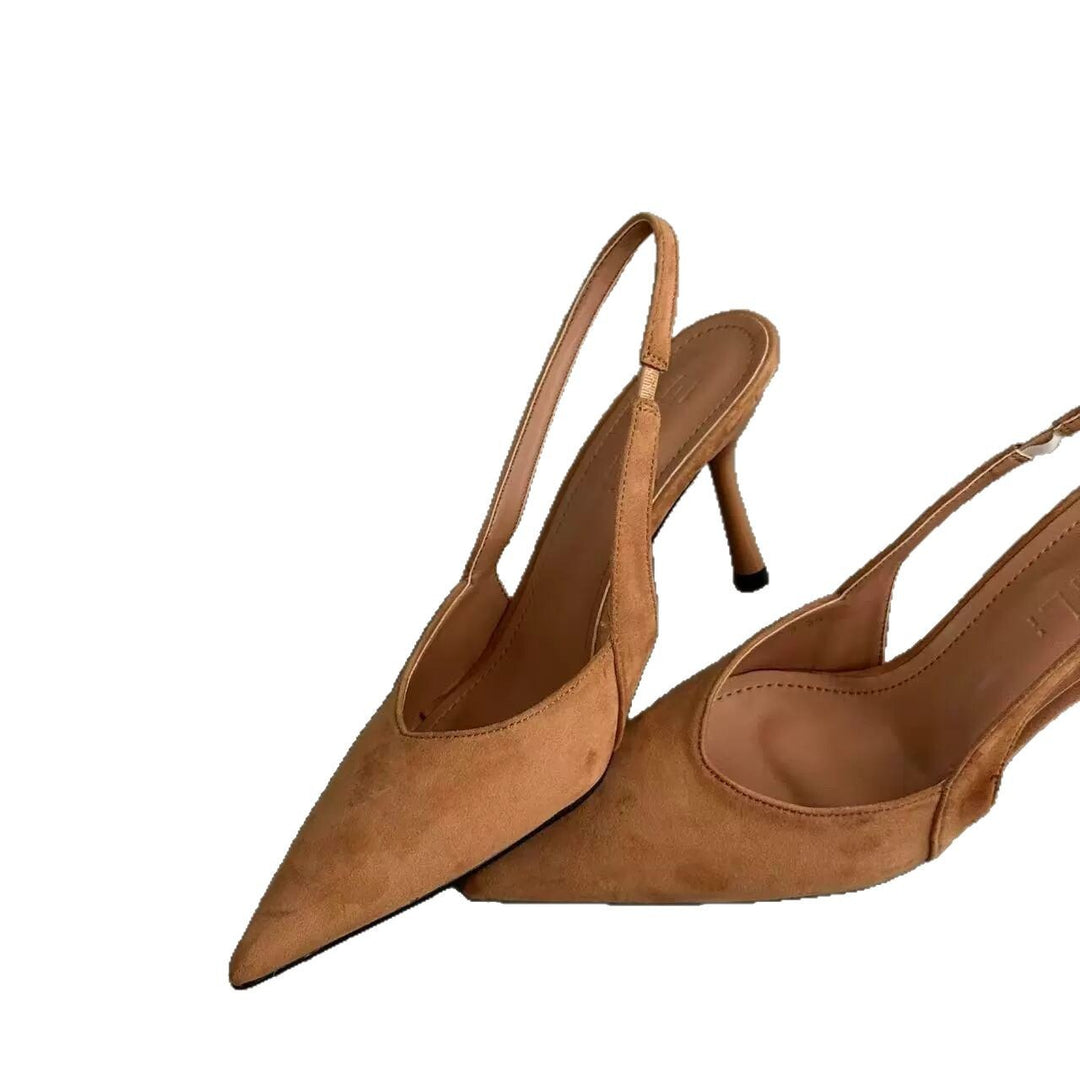 Damen Slingback-Pumps aus Wildleder mit eleganter Spitzform EB