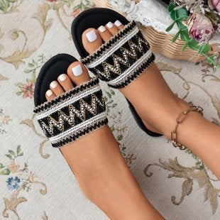 Damen Trendige Relax-Sandalen mit dekorativem Riemendesign EB