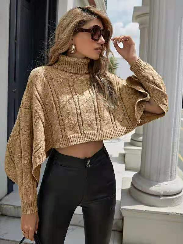 Damen kuscheliger Rollkragenpullover mit weitem Schnitt und strukturiertem Design EB