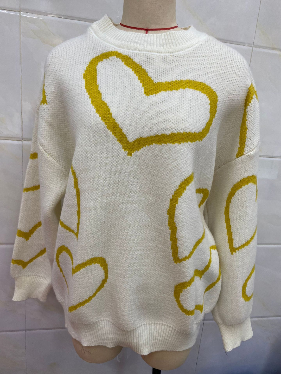 Damen Kuscheliger Jacquard-Pullover mit Herzmotiv und lockerer Oversize-Passform EB