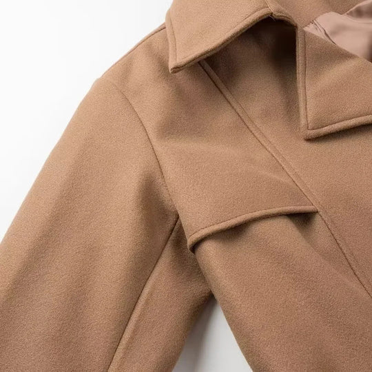 Damen eleganter Trenchcoat mit Schulterklappen und Taillengürtel EB
