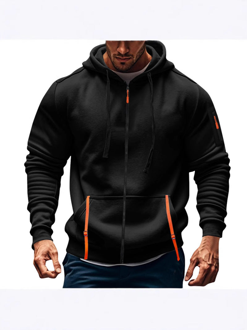 Herren sportliche Kapuzenjacke mit praktischen Reißverschlusstaschen EB