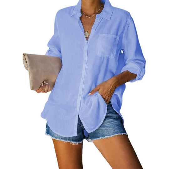Damen lässige Bluse aus leichtem Stoff EB