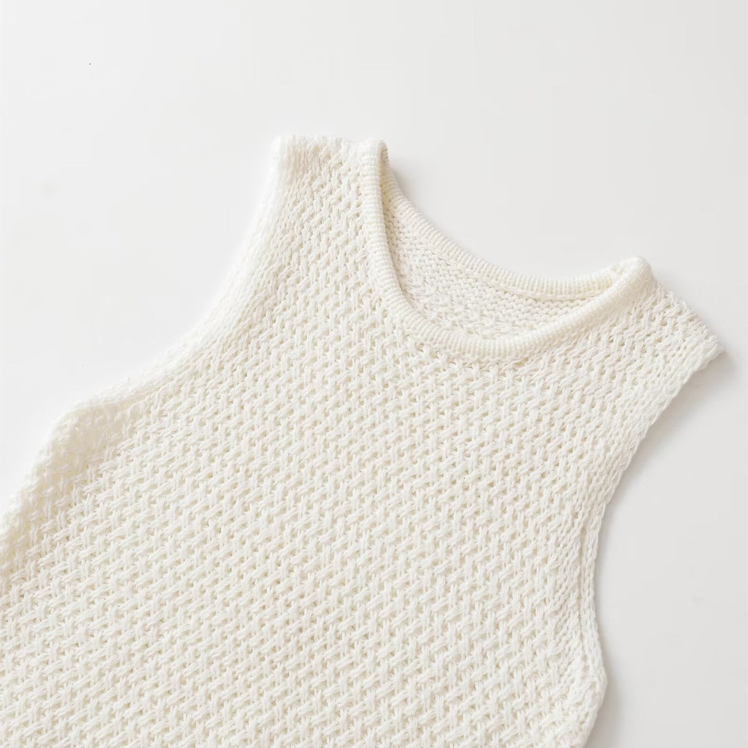 Damen Stricktop mit Fransen und asymmetrischem Schnitt EB