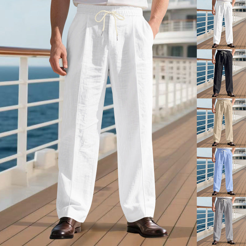 Herren Luftige Freizeit-Hose mit verstellbarem Kordelzug und pflegeleichter Oberfläche EB