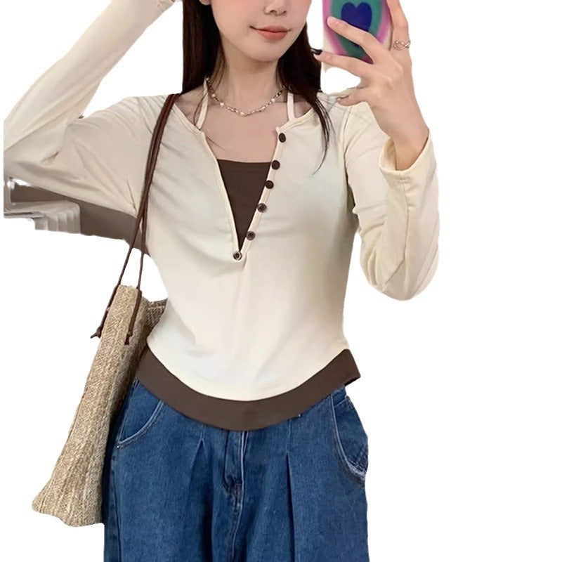 Damen Langarmshirt mit modernem Knopfleistentwurf und lässigem Schnitt EB