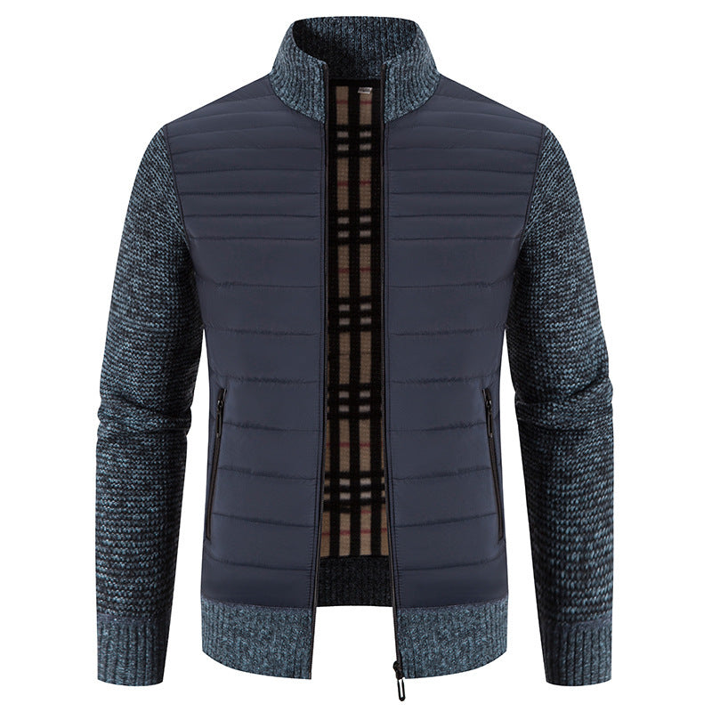 Herren Steppjacke mit modernem Strickärmeln und hohem Kragen EB