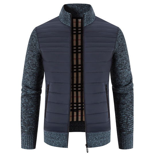 Herren Steppjacke mit modernem Strickärmeln und hohem Kragen EB