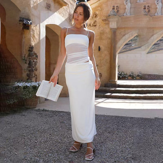 Damen Figurant Maxikleid mit geschmeidigen Rüschendetails EB