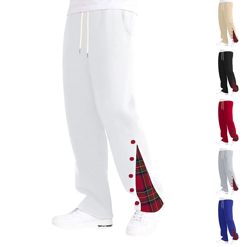 Herren modische Freizeithose mit seitlichem Karo-Muster und verstellbarem Kordelzug EB