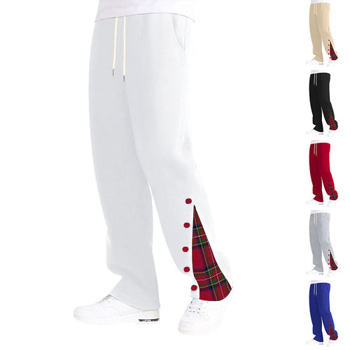 Herren modische Freizeithose mit seitlichem Karo-Muster und verstellbarem Kordelzug EB