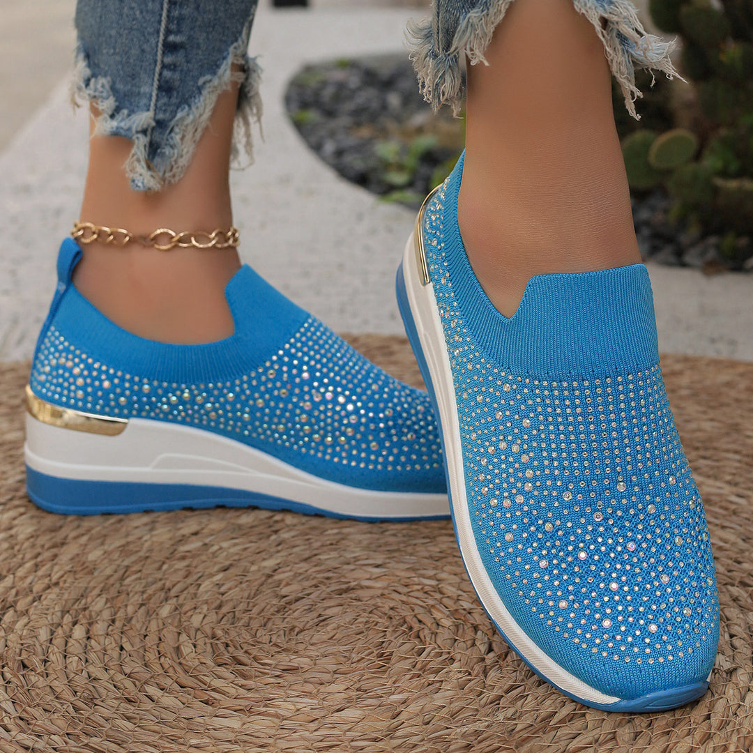 Damen Glitzernde Slip-On Sneakers mit atmungsaktivem Obermaterial und modischem Design EB