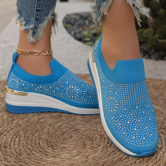 Damen Glitzernde Slip-On Sneakers mit atmungsaktivem Obermaterial und modischem Design EB