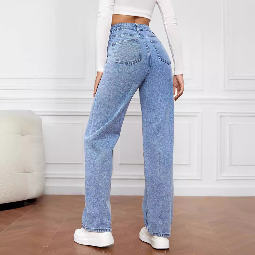 Damen Hoch geschnittene weite Jeans im Vintage-Stil EB