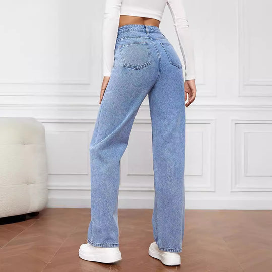 Damen Hoch geschnittene weite Jeans im Vintage-Stil EB