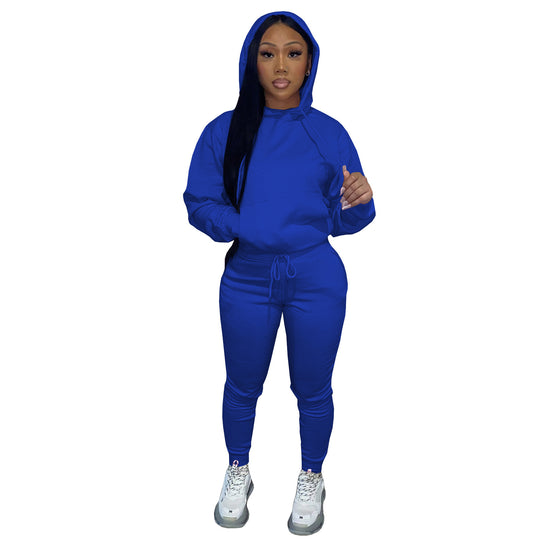 Damen nan Kapuzen-Lounge-Set mit Kängurutasche taillierter Jogginghose und Bündchen EB