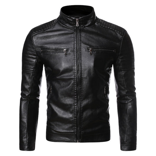 Herren Bikerjacke aus hochwertigem mit Reißverschlusstaschen EB