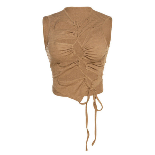 Damen Crop-Top mit raffinierten Raffungselementen und verstellbaren Bindebändern EB