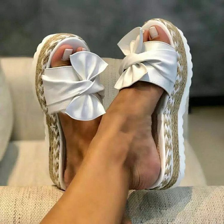 Damen Wedge-Pantoletten mit modischem Schleifen-Detail EB